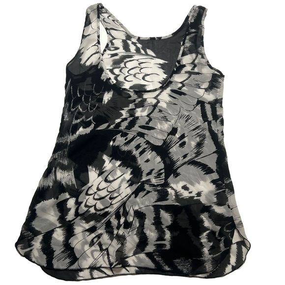 159 MA Women’s M Polyester Light Weight Sheer Tunic Boho Black White - Picture 2 of 7